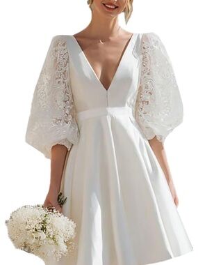 Short Wedding Dress perfect for Beach wedding ,elopement or courthouse  ceremony